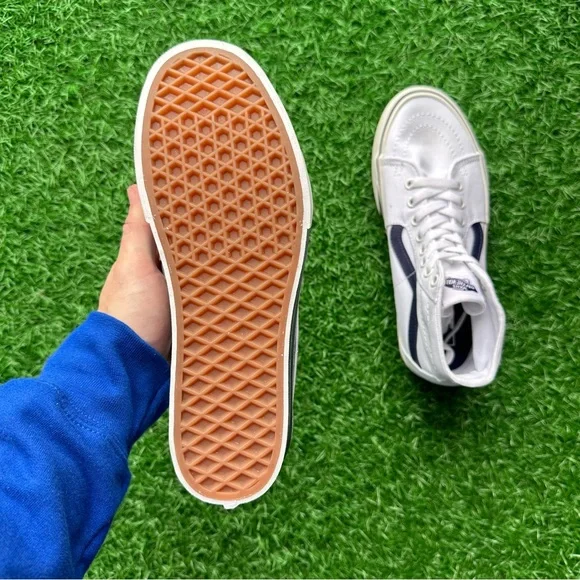 Vans Sk8 Hi Tapered Platform Sport Stripes Navy True White - Picture 9 of 9